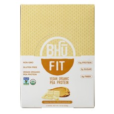 BHU FOODS 適合素食豌豆蛋白棒花生醬 + 白巧克力 12 條, 1個, 539克