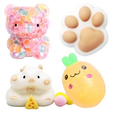 agaplus 軟軟彩虹熊 + 倉鼠 + 珍珠蘿蔔 + 貓掌套組, 混合顏色