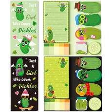 B1ykin 귀여운 스티커 메모 세트 2Pcs 재미있는 버섯 모양의 셀프 패드 550장의 페이지 교사 감사 선물 학교 사무실 파티 용품, Pickles