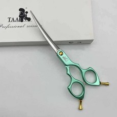 Taa寵物美容剪刀彩色鋁合金超輕小彎剪H01/6.2寸日韓系嘴部 寵物剪刀 寵物彎剪 腳毛剪, 1個, 6.2寸小彎剪綠色【H01】