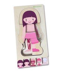 [노벨랜드] GB 어린이신체퍼즐 원목교구 장난감 레이어드퍼즐, 여자아이, 29피스, 1개