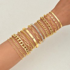 RoseAria 여성 지르콘 체인 팔찌 14종 세트