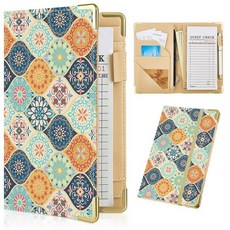 Server Books for Waitress 귀여운 웨이트리스 북 머니 포켓 가죽 서버 지퍼 지갑 블랙 서빙 오거나이저 핏 앞치마 168493, 오렌지 블루