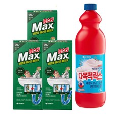 홈스타 맥스 세면대 배수관 클리너 3개 + 파워액션 다목적 락스 1L, 1개