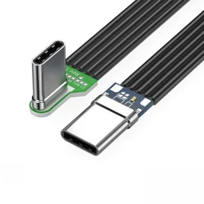 유연한 평면 실리콘 USB C to 케이블 (왼쪽/오른쪽 각도) 카메라 폰용 65W 고속 충전 2.0 데이터 전송, 04 06, 04 200cm, 03 06
