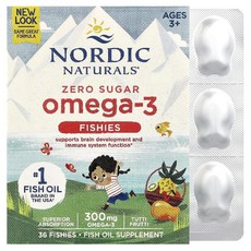 노르딕 내추럴스 Omega 3 무설탕 만 3세이상 투티 프루티 젤리 300mg 36정 1개