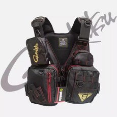 伽瑪卡茲釣魚救生衣新款海釣磯釣路亞船釣背心多功能馬甲浮力衣, 黑紅色（浮力可達220斤）