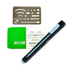 아톰 지우개판 9x6cm + 펜텔 클릭이레이져 지우개, 1개, 스카이블루
