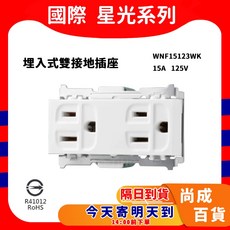 Panasonic 國際牌 WNF15123WK 埋入式接地雙插座 無蓋板, 1個