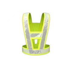 簡易V型反光背心 魔鬼氈設計 均碼 保全/導護/義交適用, 1個, 銀色/綠色