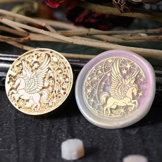 (火漆印章) 火漆印章章頭學生便宜浮雕復古唯美印章工具diy手工創意禮物 牧天, 1個, 星空獨角獸印章頭