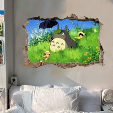 宮崎駿龍貓3D立體墻貼 - 假窗戶動漫卡通墻壁裝飾貼紙 - 房間宿舍玻璃壁貼, R906-20,90寬x60高cm