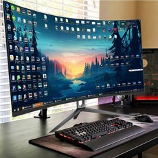 커브드 게이밍 모니터 24인치 200Hz FHD 영화감상 고화질 시청용 와이드 디자인, 32_그레이 블랙 32인치 곡면 2K180HZ, 공식 표준, 1cm