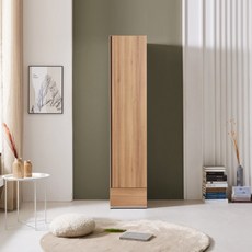 솜씨방가구 E0 로엠 키높이 원서랍 400 틈새옷장(이단봉형), 내추럴