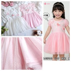 HXTKIDS 女童短袖亮片蝴蝶結澎紗裙洋裝