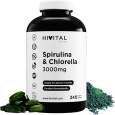 프랑스 하이바이탈 푸드 HIVITAL foods Spirulina and Chlorella 스피루리나 & 클로렐라 3000 mg, 3개, 240정