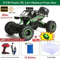 4WD 원격 무선 RC 자동차 4x 4 리모컨 트럭 레이싱 드리프트 Led 조명 RC카 선물, 37CM Green 1B Gift, 1개