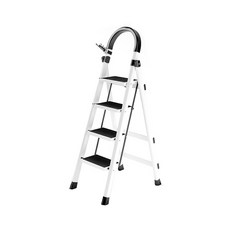 多功能折疊梯 人字梯 工具梯 工作梯, 1個, 有扶手 四步梯 (白色)