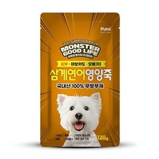 푸르미 몬스터 굿 라이프 강아지 영양죽 파우치, 삼계연어, 120g, 6개