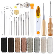 SCX 가죽공예 DIY 뜨개질 도구 바늘실셋트, 1세트, 멀티(혼합 컬러)