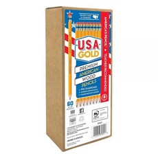 Cra-Z-Art U.S.A. 골드 미리 깎은 연필 #2 HB 옐로우 60개입 어메리칸 우드 케이스 포장, Cra-Z-Art U.S.A. 골드 미리 깎은 연필 #