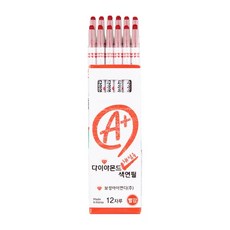 [원드림]보성 다이아몬드 다이알 채점용 색연필 적색 12개입 BDBRBO001, 1개, 1색