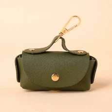 가죽 클립이 달린 휴대용 강아지 쓰레기 봉투 내구성 폴리에스테르 디펜서, 01 one size, 15 육군 녹색