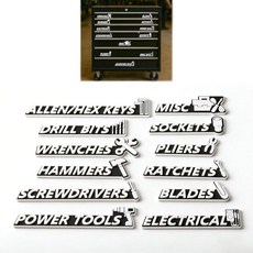 자석 공구 상자 라벨 강력한 자석이 있는 3D 돌출된 정리함 렌치 소켓 드라이버 차고 도구 정리용 서랍 라벨(흰색 텍스트가 검은색 배경) YadklDrnE, 자석 공구 상자 라벨, 강력한 자석이 있는 3D 돌출된