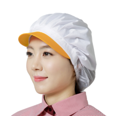 오렌지 단색 반망사모자 위생 조리 주방 급식실 영양사모자, 1개