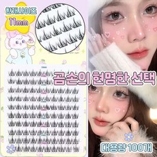 태양꽃 블랙 지지대 초보자용 3종혼합 악마 만화 인조 속눈썹, 1개, 11mm