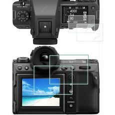 후지필름 X-T5 카메라용 화면 보호필름 및 핫슈 커버 0.3mm 9H 경도 강화 유리 긁힘 방지 지문 기포 3개 세트, GFX 100 II