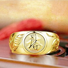 미르보석 봉황 복 문양 24k금색 반지 길상 장수 행운 상징 s2020