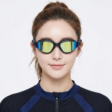 아임던 눈 편한 미러코팅 수경 김서림방지 물안경, 1개, 오로라