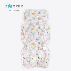 Zooper 冰冰涼感墊 冰珠款有機棉冰絲涼感墊 推車汽座兩用透氣墊, 1個, 冰珠款-動物園