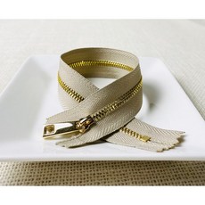 헤세드 자체제작)3호 골드 메탈지퍼(25cm), 베이지, 1개