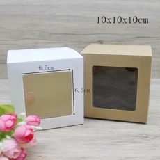 10pcs DIY 빈티지 크래프트 종이 상자 흰색 대형 창 선물 케이크 포장 크리스마스, 02 10box white, 07 10x10x10cm