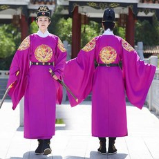 남자 중국 왕옷 한복 남성계량 남성 용포 의상 임금 옷 코스튬 당나라 가운, 1개, 4. M 보라색 용포 세트