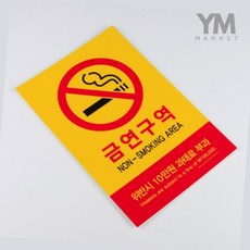 YM 벽부착 금연구역 표지판 경고판, 옐로두/레드
