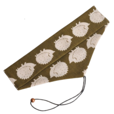 日式和風餐具收納袋，綁繩設計刀叉湯匙環保餐具袋，臺灣現貨快速出貨交換禮物推薦, 1個, 橫開綁繩款, 刺蝟