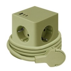 원스탑 USB 큐브 멀티탭 납작 콘센트 USB A타입 C타입 고속충전 겸용 1.8m 올리브그린, 그린, 1개