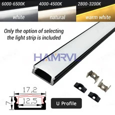 1M/0.5M 블랙/화이트 LED 알루미늄 채널 Led 스트립 온수 V/U/YW 블랙 밀키 커버 Led 바 라이트 DC12V 6000, 10 Warm 2pcs 0.5M, 01 U-Black Milky Cover
