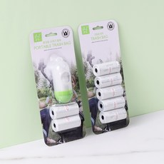 맘네스트 휴대용 디스펜서 기저귀 배변 쓰레기 분해가능 비닐봉투 본품 리필 위생용품, 세트(본품+리필용붕투5롤)10%할인