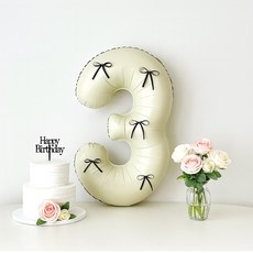 해피제이니 크림 초대형 숫자 블랙리본 이벤트 기념일 생일, 1개, 크림+블랙리본 3