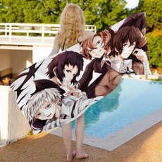 애니메이션 뱅고 스트레이 도그스 프린트 비치 타월 등산 요가 수영 달리기 흡