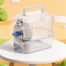 倉鼠籠子 金絲熊小屋 外出便攜手提籠 全景透明豪華雙層超大別墅 小寵外出用品 小寵屋子 鼠籠 小寵籠 倉鼠飼養箱, 1個, 深海藍-倉鼠外出基礎籠,[全透明設計內況清晰可見], 深海藍