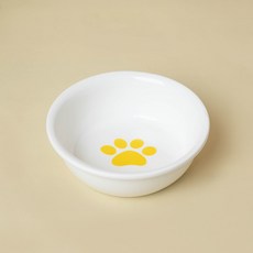 寵物碗 貓食碗 貓糧碗 貓咪餵食碗 防打翻貓碗 斜口貓碗 陶瓷貓碗, 1個, 黃色爪印碗（薄款）, 黃色爪印
