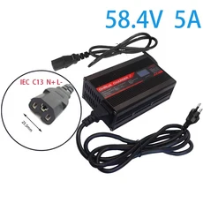 호환OHRIJA 58.4V 5A 충전기 스마트 알루미늄 케이스는 16S 51.2V OLED 디스플레이 LiFePO4 배터리 고속 48, 02 EU-220V, 01 China Mainland, 03 IEC