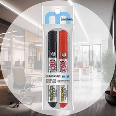 검정빨강 보드마카 2P 둥근닙 2.5mm 키친마커 마커펜 글라스보드마카 수성마카 화이트보드펜 수성매직