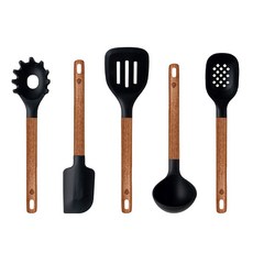 얀뮬러 실리콘 조리도구 키친툴 세트, 1세트, 블랙, 5종