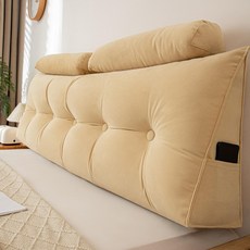 등받이 쿠션 커버 등쿠션 침대헤드 세련된 쇼파 럭셔리, 무광 벨벳-베이지옐로우